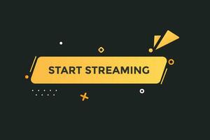 Neu Webseite, klicken Taste Start streamen, eben, Zeichen, Rede, Blase Banner, vektor