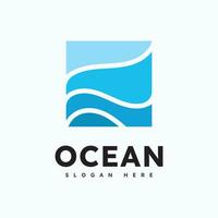 Ozeanwellen-Logo-Vorlagenvektor, Ozean einfaches und modernes Logo-Design vektor