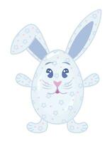 süß Ostern Hase im das gestalten von Ei, Vektor Farbe Illustration im groovig Stil