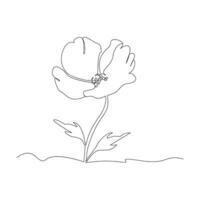 vallmo blommor kontinuerlig ett linje vektor konst illustration och enda översikt enkel blomma design