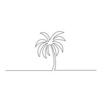 Palme Baum Single kontinuierlich Linie Kunst Zeichnung. einfach Baum Linie Kunst Design vektor