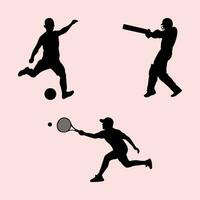 Sport Spieler, Fußball Kricket und Tennis Spieler Silhouette Vektor Illustration