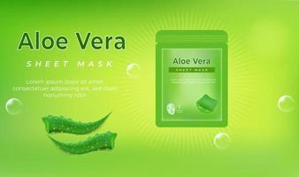 Vektor 3d realistische weiße Gesichtskosmetikmaske mit Aloe Vera.