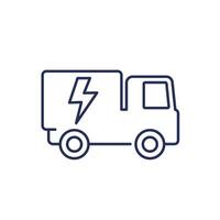 elektrisch LKW Linie Symbol auf Weiß vektor