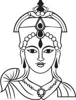 de gudinna av Indien, med en krona och en huvudbonad vektor