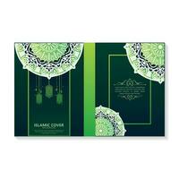 elegant grön ramadan islamic prydnad omslag vektor