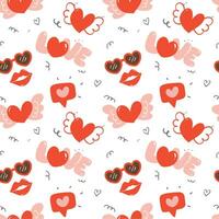 süß Valentinstag Muster nahtlos mit Spaß und festlich Valentinstag Liebe Element Hand gezeichnet Illustration isoliert auf Weiß Hintergrund vektor