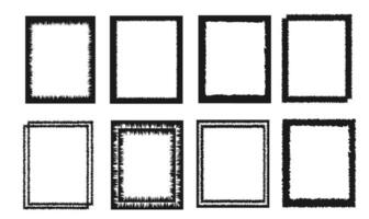 uppsättning av rektangulär svart lådor. vektor svart ramar isolerat på transparent bakgrund. uppsättning av inked tom ramar
