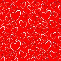 Weiß Liebe Herz mit umrissen Stil im rot Farbe Hintergrund. nahtlos Muster Design Vorlage vektor