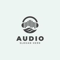 audio logotyp design, i svartvit, platt stil, svart och vit vektor