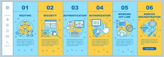 Service Orchestrierung Onboarding mobile Webseiten Vektorvorlage vektor