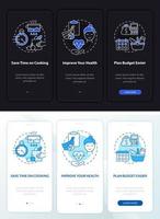 Gründe für den Verpflegungsplan Tag, Nacht Onboarding mobiler App-Seitenbildschirm vektor