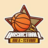 basketboll Allt stjärna logotyp i retro stil vektor