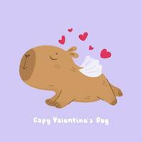 süß schön Capybara mit Amor Flügel vektor