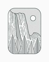 yosemite falls nationell parkera monoline vektor konst för t skjorta bricka lappa klistermärke illustration