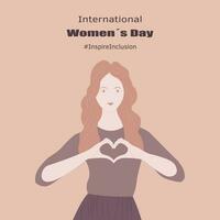 inspirera inkludering social kampanj. internationell kvinnors dag. 2024 tema, inspirera inkludering vektor
