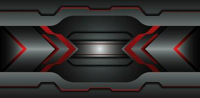 abstrakt Metall Eisen grau und schwarz Textur Prämie rot Linie Überlappung auf metallisch Blatt Technologie Design Hintergrund Vektor Illustration