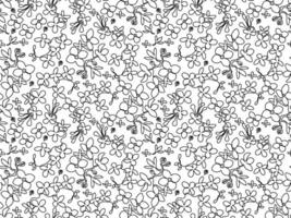 svart och vit svartvit sömlös klotter blommig mönster vektor
