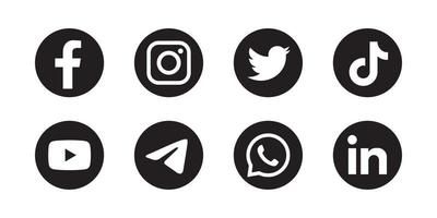 uppsättning sociala medier ikon i runda bakground vektor
