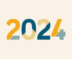 Lycklig ny år 2024 abstrakt grön och gul grafisk design vektor logotyp symbol illustration