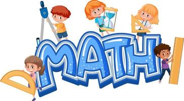 Mathe-Symbol mit Kindern und Mathe-Tools vektor