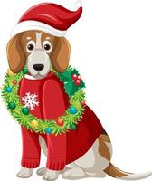 Beagle-Hund mit Weihnachtsmütze Cartoon-Figur vektor