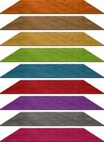 Satz von verschiedenen farbigen Holzbodenfliesen isoliert auf weißem Hintergrund vektor