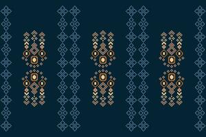 ethnisch geometrisch Stoff Muster Kreuz Stich.ikat Stickerei ethnisch orientalisch Pixel Muster Blau Hintergrund. abstrakt, vektor, illustration. Textur, Kleidung, Rahmen, Dekoration, Motive, Seide Hintergrund. vektor