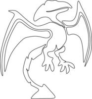 abstrakt tecknad serie illustration. skiss av en flygande dinosurer vektor