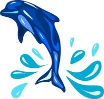 abstrakt tecknad serie illustration. illustration av en delfin och vatten stänk vektor