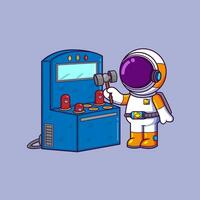 süß Astronaut spielen Hammer Schlagen Arkade Spiel Maschine. Wissenschaft Sport Symbol Konzept vektor