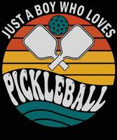 gerade ein Junge Wer liebt Pickleball t Hemd Design vektor