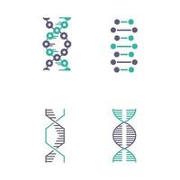 DNA-Spiralketten violette und türkisfarbene Farbsymbole gesetzt vektor