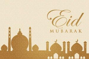 eid Mubarak Gruß Karte mit Moschee Silhouette Vektor Illustration