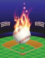 baseboll, fält, och flamma illustration vektor