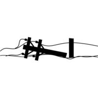 Vektor Illustration von zusammengebrochen Elektrizität Pole mit unordentlich Drähte. Leistung Turm beschädigt. isoliert auf Weiß Hintergrund. geeignet zum Katastrophe Logos.