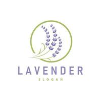 lavendel- logotyp elegant lila blomma växt illustration blommig prydnad design vektor