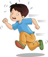 ung pojke löpning på en snabb hastighet vektor