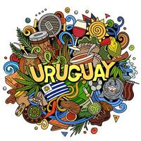 uruguay hand dragen tecknad serie klotter illustration. rolig lokal- design. vektor