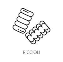 riccioli översikt ikon, hemlagad pasta typ vektor