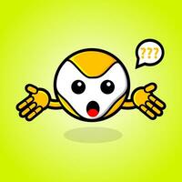 Gelb süß Roboter Karikatur Charakter Emoticon. fragen Gekritzel von einfach Monster- Symbol. vektor