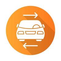 Shared Car Service orange flaches Design lange Schatten Glyphe Symbol vektor