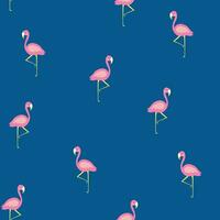 djur- sömlös mönster, hand dragen flamingo på blå bakgrund vektor