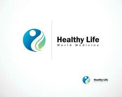 gesund Leben Logo kreativ Design Konzept Natur medizinisch Kräuter- verlassen Konzept modern Welt Gesundheit vektor