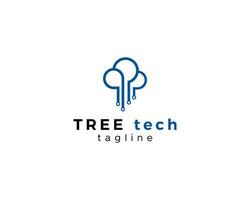 träd tech logotyp tech logotyp systemet logotyp linje träd logotyp kreativ träd logotyp moln tech logotyp vektor