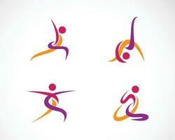 atletisk logotyp uppsättning kreativ människor abstrakt yoga logotyp sport ikon begrepp springa vektor