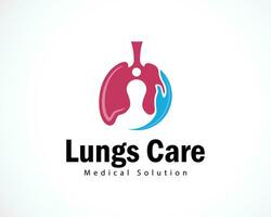 lungor vård logotyp kreativ hälsa design begrepp hand ,medicinsk klinik lösning vektor