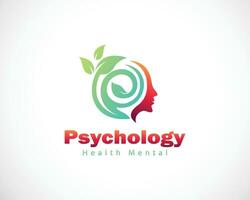 psykologi logotyp kreativ hälsa mental logotyp människor natur blad aning begrepp design vektor