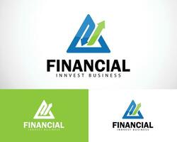 finansiell logotyp kreativ tillväxt marknadsföra investera pil symbol ikon triangel vektor
