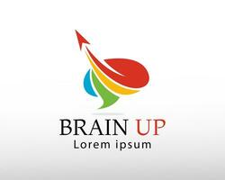Gehirn oben Logo kreativ Gehirn Logo Gehirn oben Logo Pfeil kreativ Gehirn Logo vektor